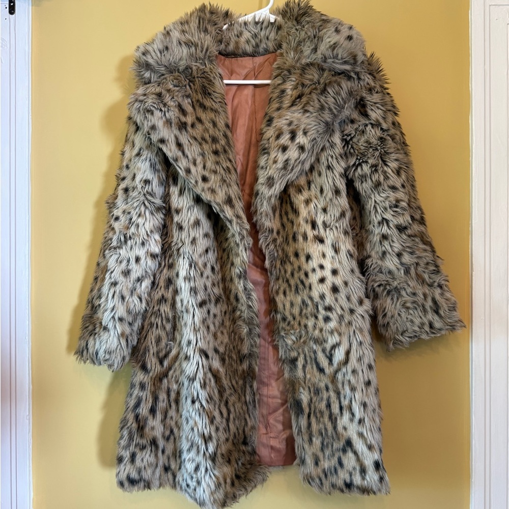 Sporto Vintage Women's Faux Fur Animal Print Teddy Jacket